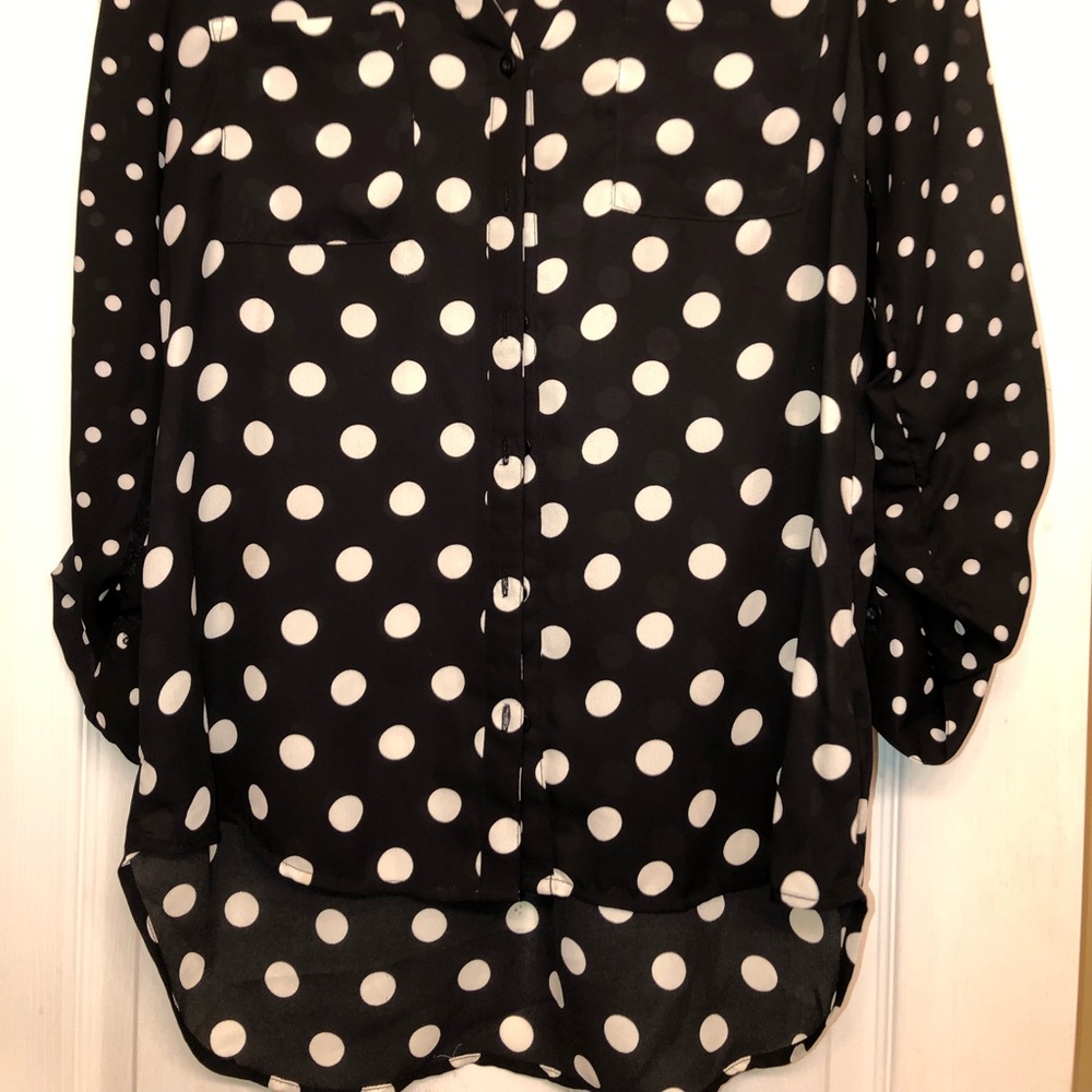 My Michelle black shirt, with white dots.